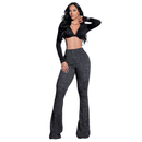 Calça Modeladora Flare Cós Alto Mescla - Silhueta Perfeita em Segundos em P da categoria Calça Modeladora P4 na ShopBran