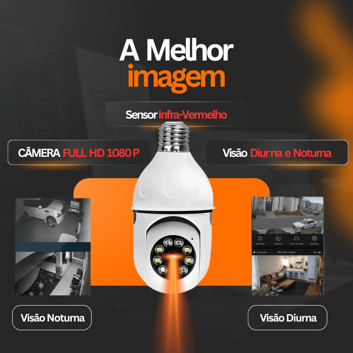 Câmera TotalGuard - Disfarce de Lâmpada, Instala em 5 Minutos Sem Furar em 1 Unidade da categoria Câmera TotalGuard P3 na ShopBran