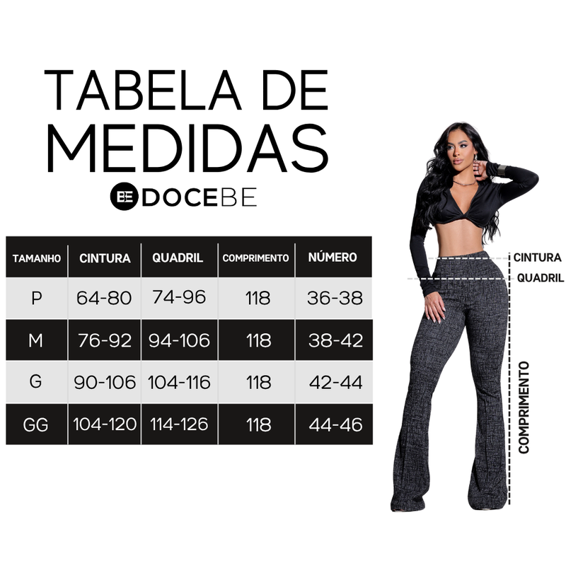 Calça Modeladora Flare Cós Alto Mescla - BE602